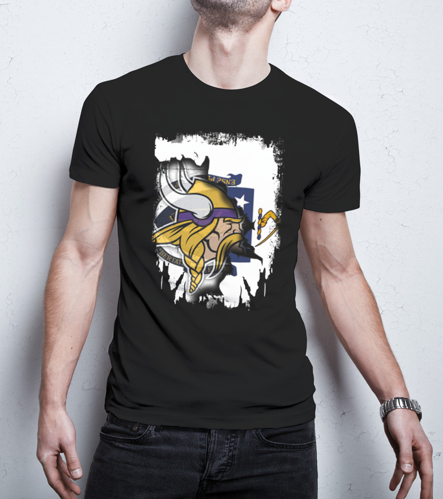 Massachusetts Viking Head State Flag Mashup T-Shirt