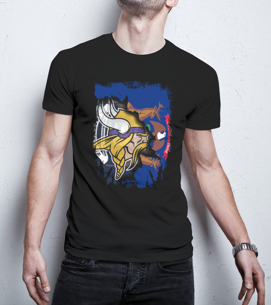 Michigan Together Vikings Norse Emblem Motif T-Shirt