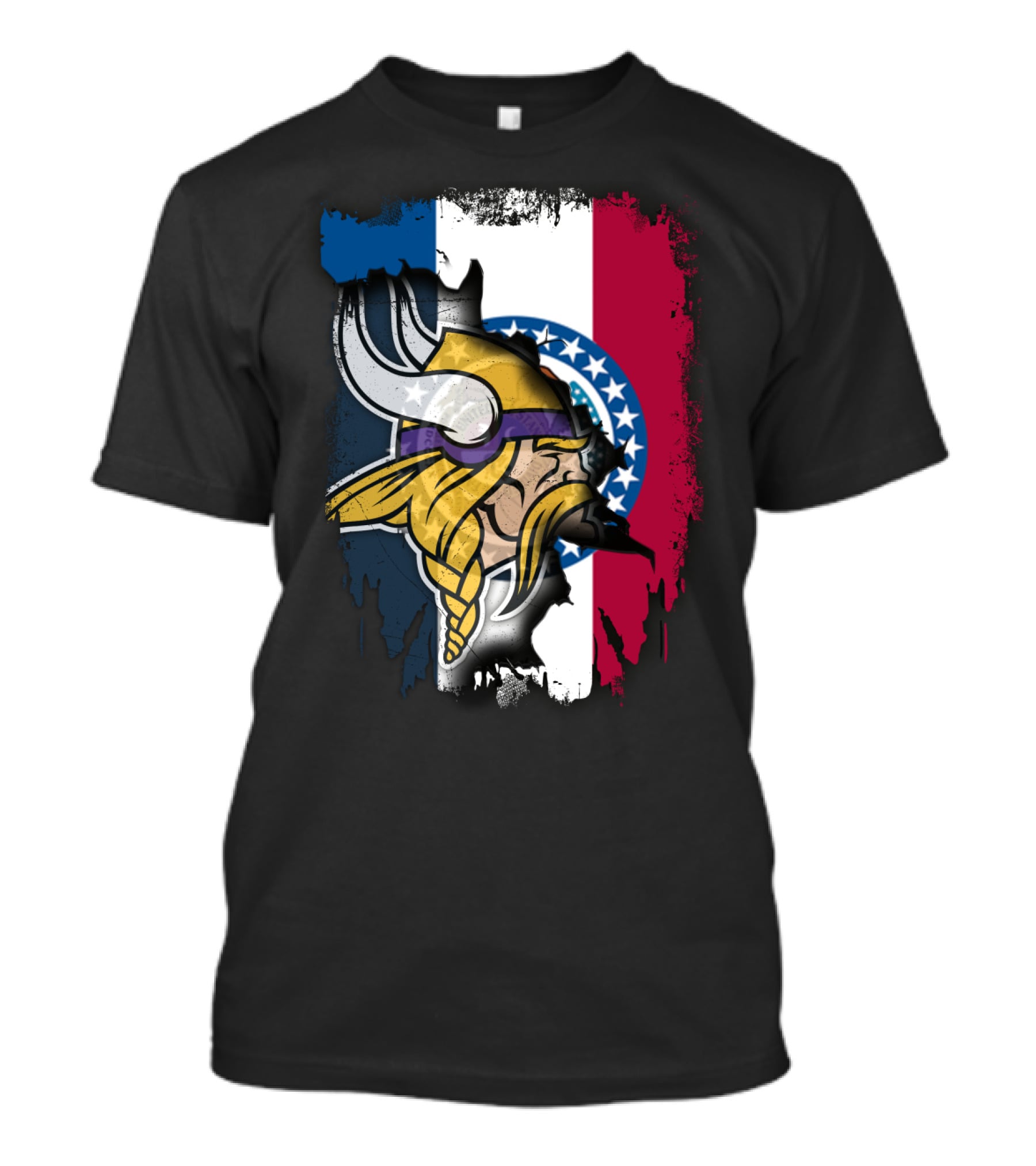 Missouri State Flag With Vikings Helmet T-Shirt