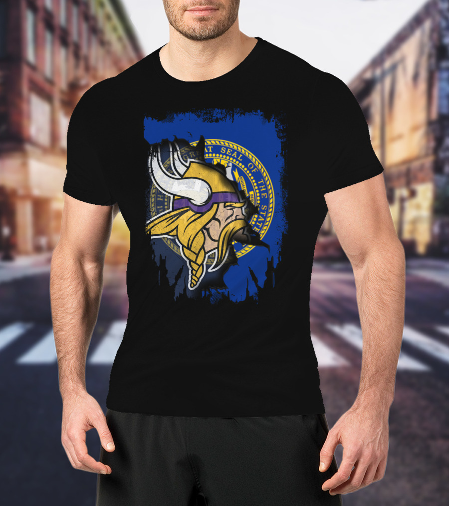 Together Nebraska Seal With Vikings Helmet T-Shirt