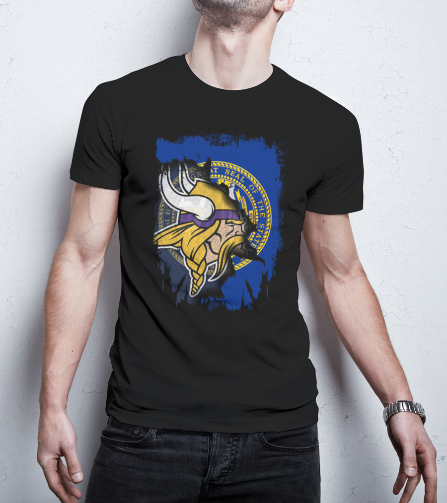 Together Nebraska Seal With Vikings Helmet T-Shirt