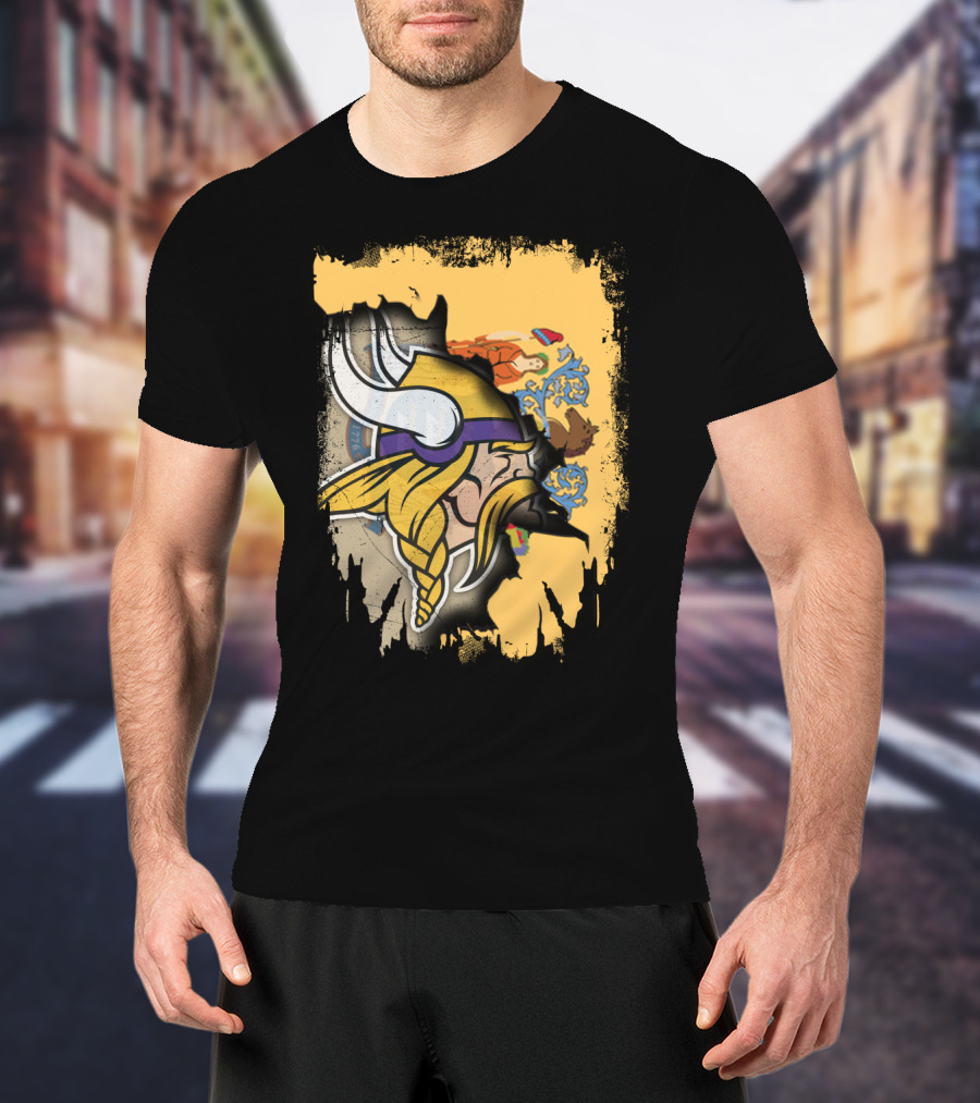 New Jersey State Emblem Merged With Vikings T-Shirt