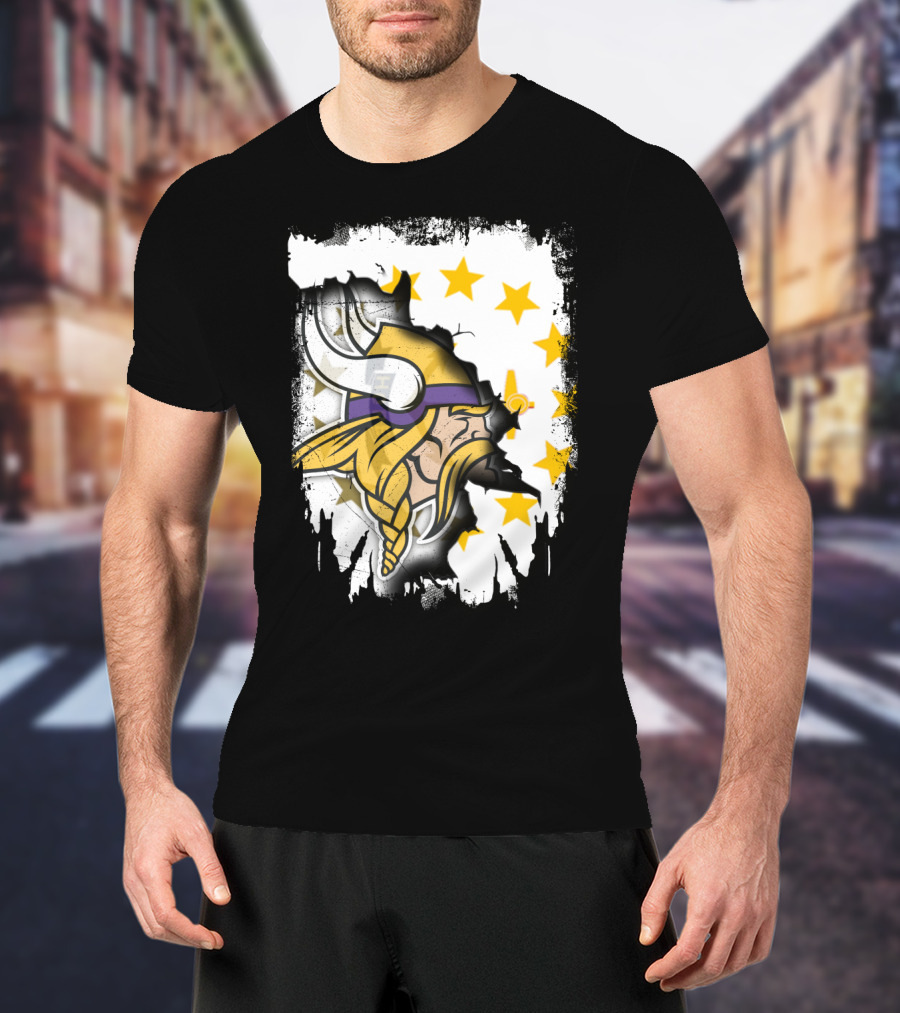 Rhode Island With Vikings And Stars T-Shirt