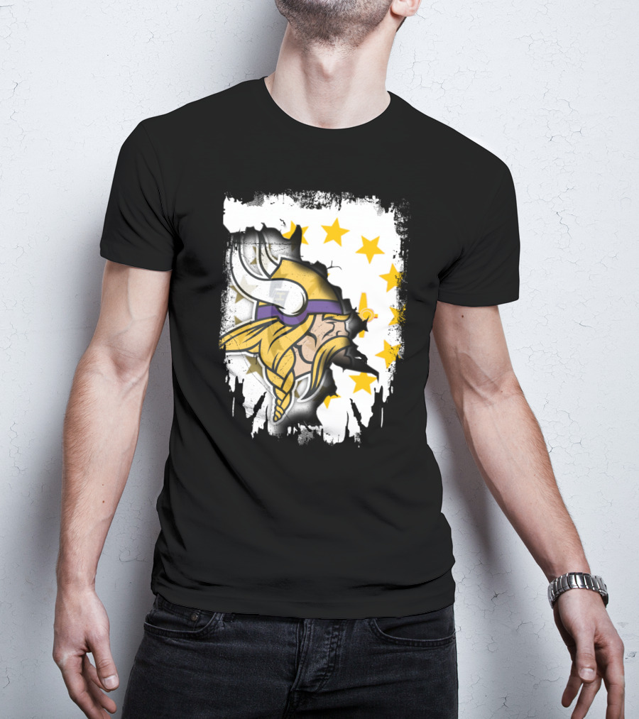 Rhode Island With Vikings And Stars T-Shirt