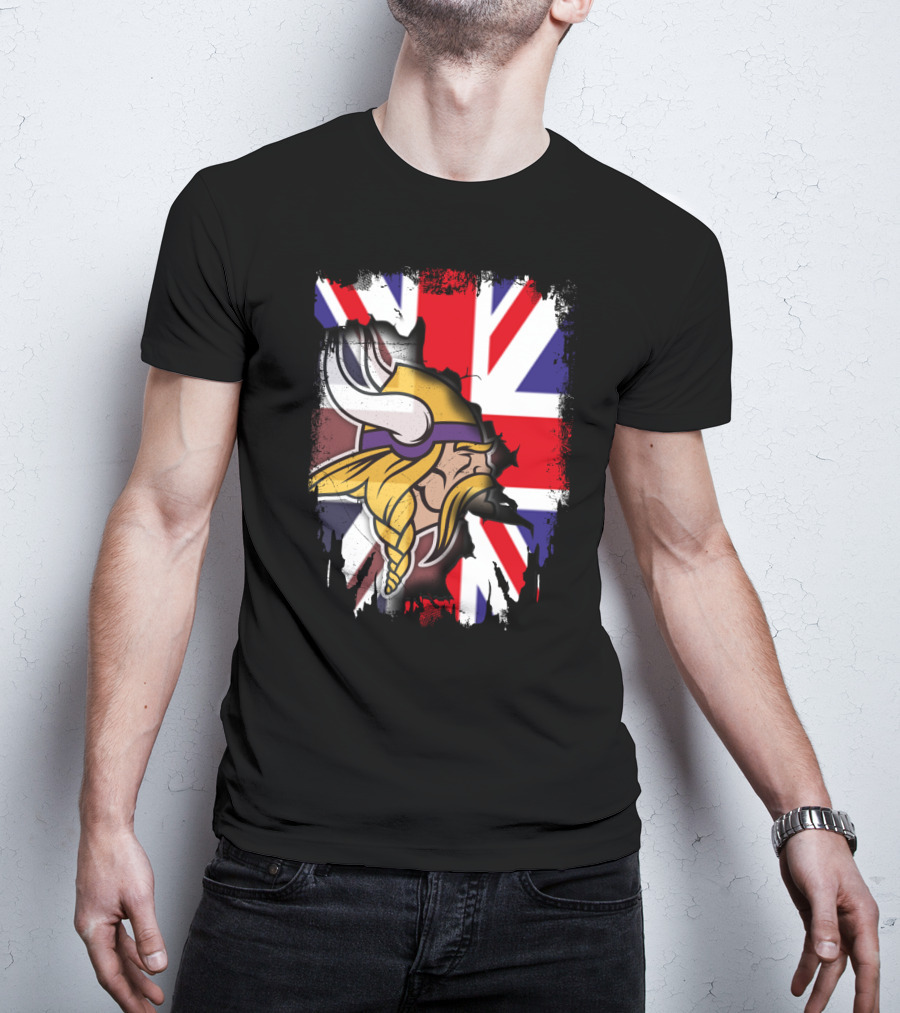 United Kingdom Flag With Viking Warrior Helmet T-Shirt