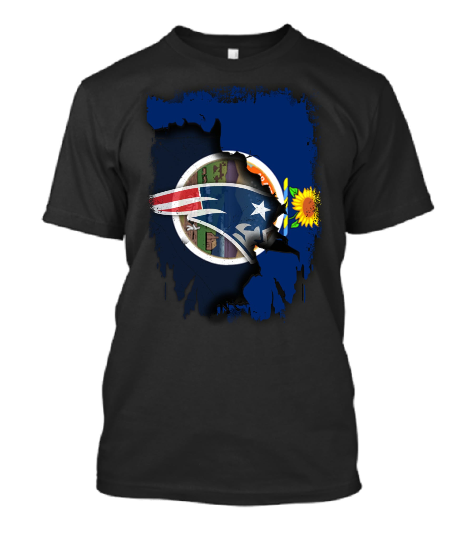 Together Kansas Patriots Sunflower Flag Map T-Shirt