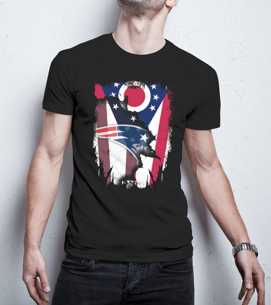 Ohio Flag With New England Patriots Logo Integration T-Shirt