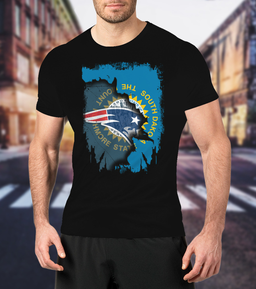 South Dakota Pride With Patriots Logo Overlay T-Shirt