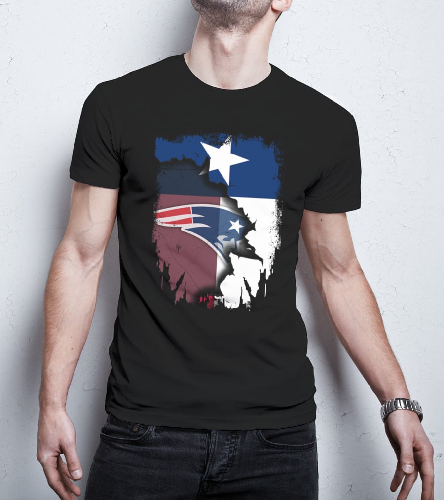 Together Texas With Patriots Star Flag And Football Motif T-Shirt