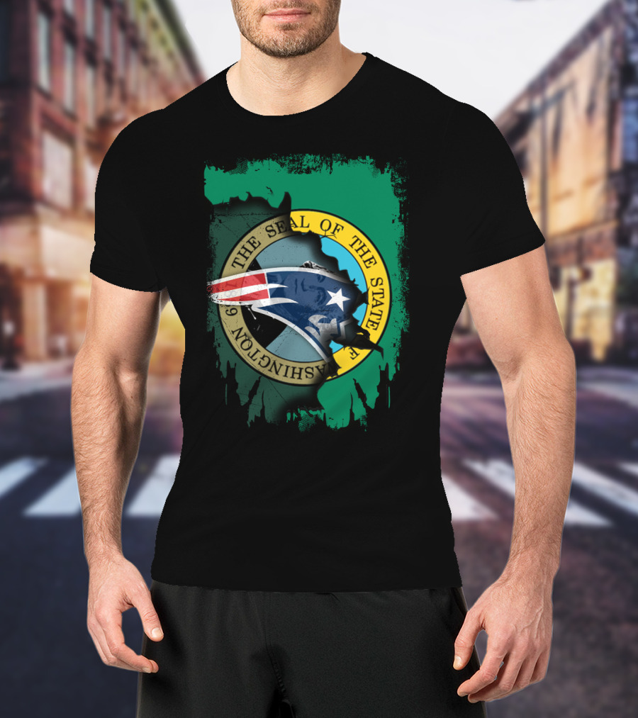 The Seal Of The State Of Washington With Patriots Logo Fusion T-Shirt