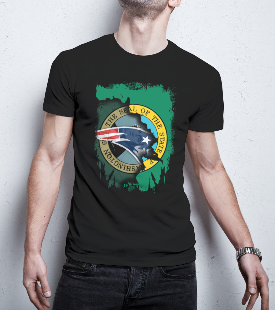 The Seal Of The State Of Washington With Patriots Logo Fusion T-Shirt