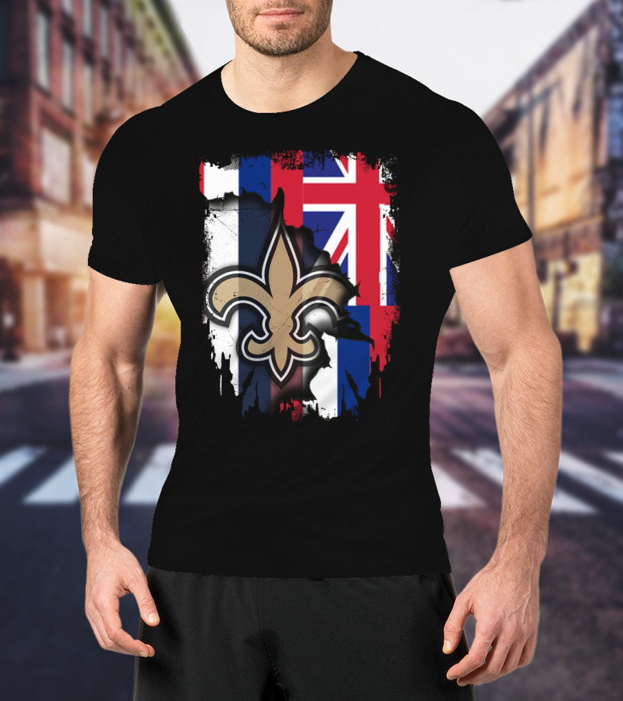 Together Hawaii New Orleans Saints Fleur De Lis Flag T-Shirt
