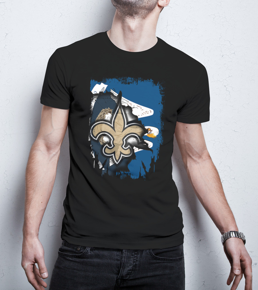 Together Louisiana Fleur-de-Lis Saints With Eagle Background T-Shirt
