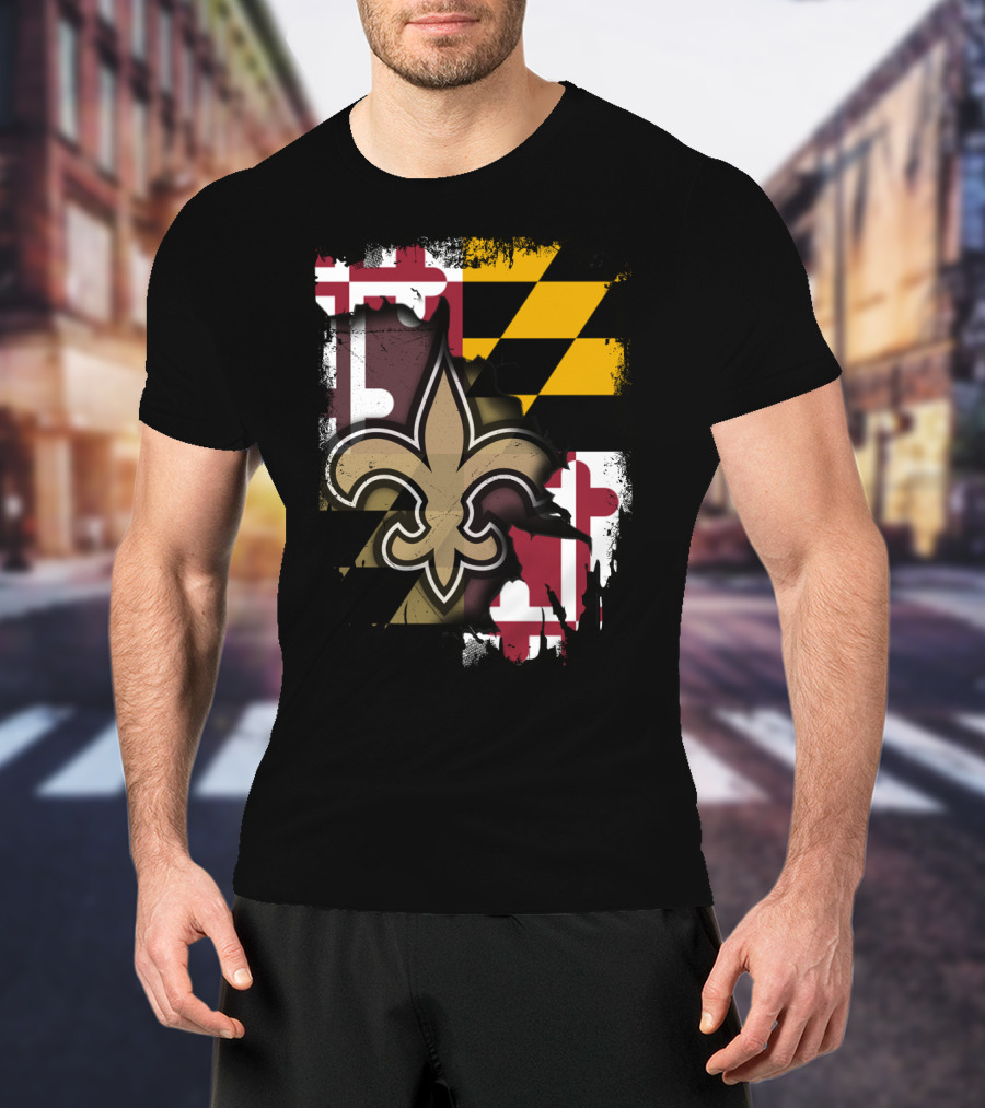 Maryland Emblem With Saints Fleur-de-lis T-Shirt