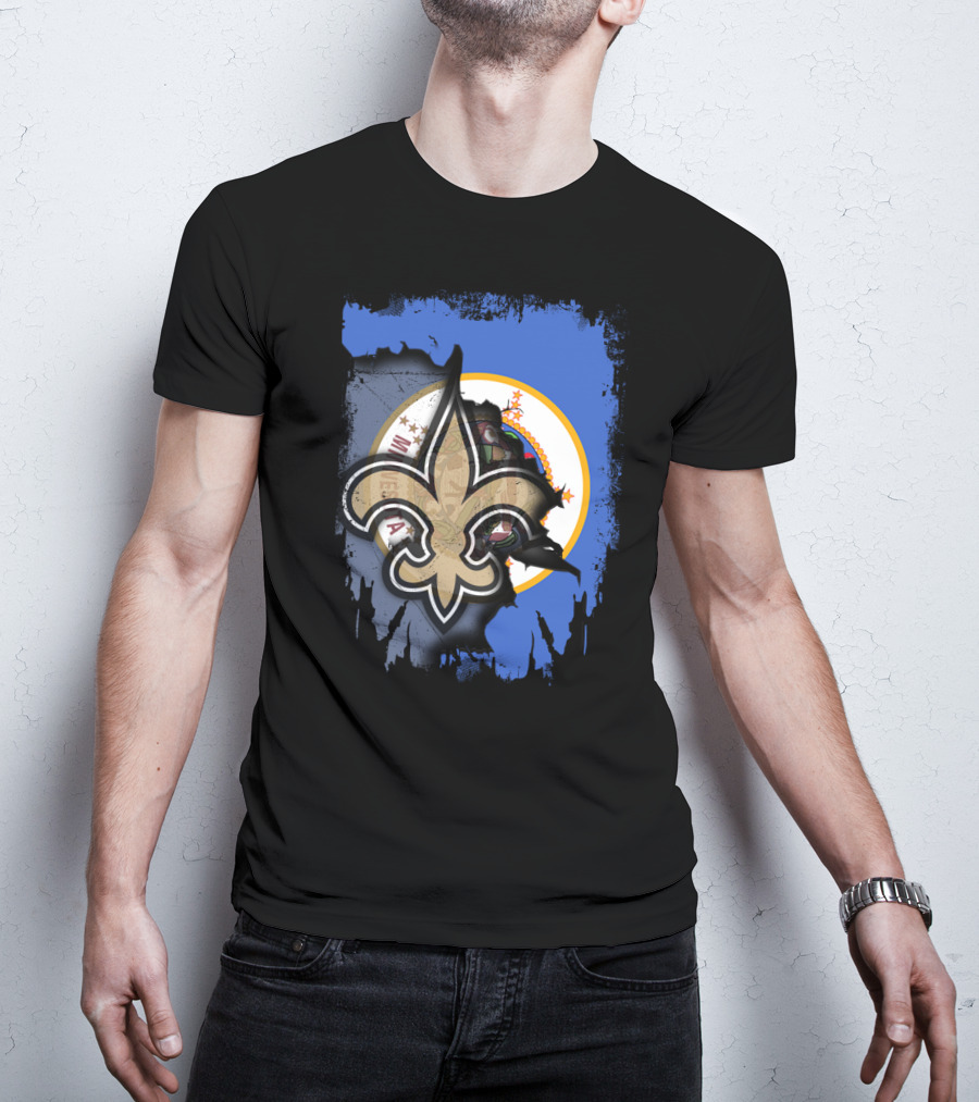 Together Minnesota With Louisiana Saints Fleur-de-lis Emblem T-Shirt