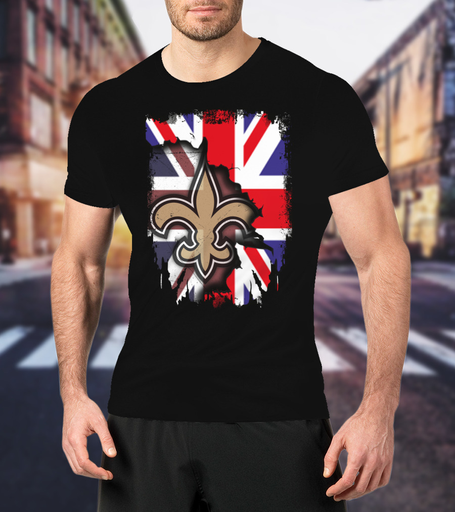 United Kingdom Flag With Saints Fleur-de-Lis T-Shirt
