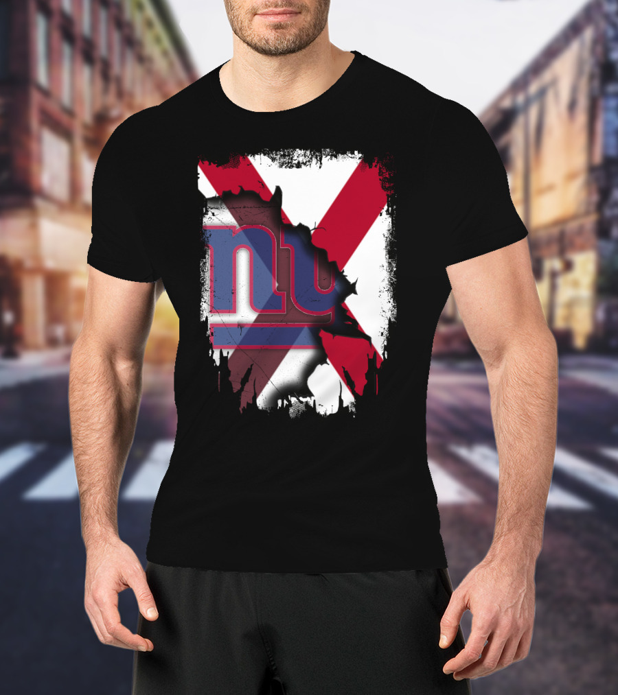 Alabama State Flag Torn To Reveal Giants NY T-Shirt