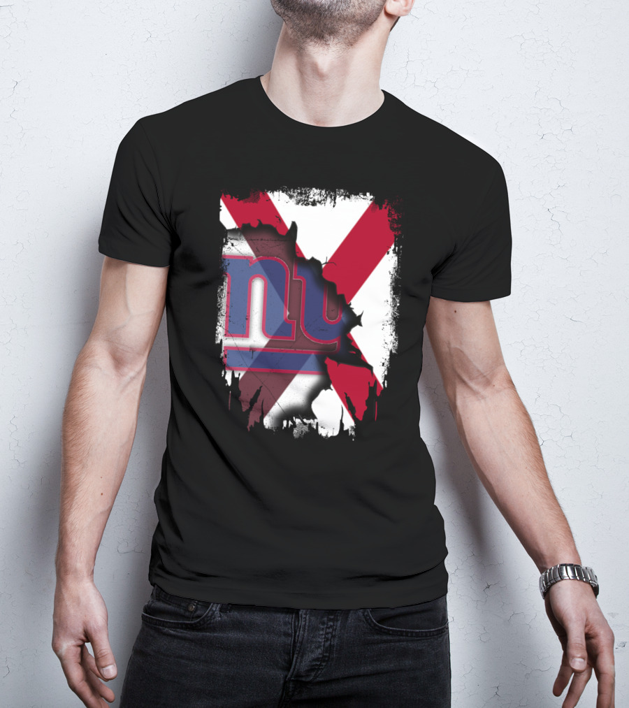 Alabama State Flag Torn To Reveal Giants NY T-Shirt
