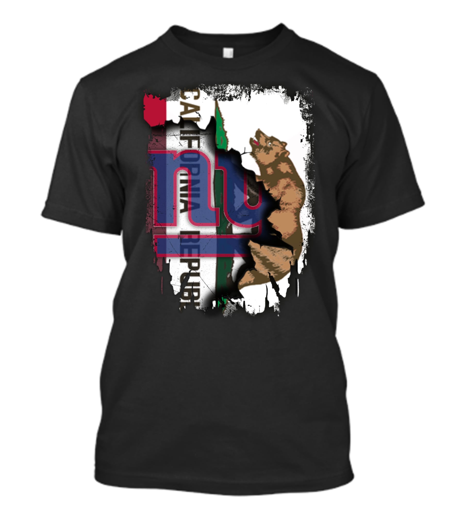 California Republic Bear With Giants Logo Overlay T-Shirt