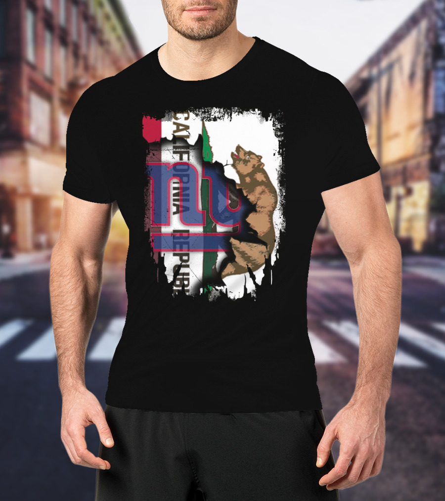 California Republic Bear With Giants Logo Overlay T-Shirt