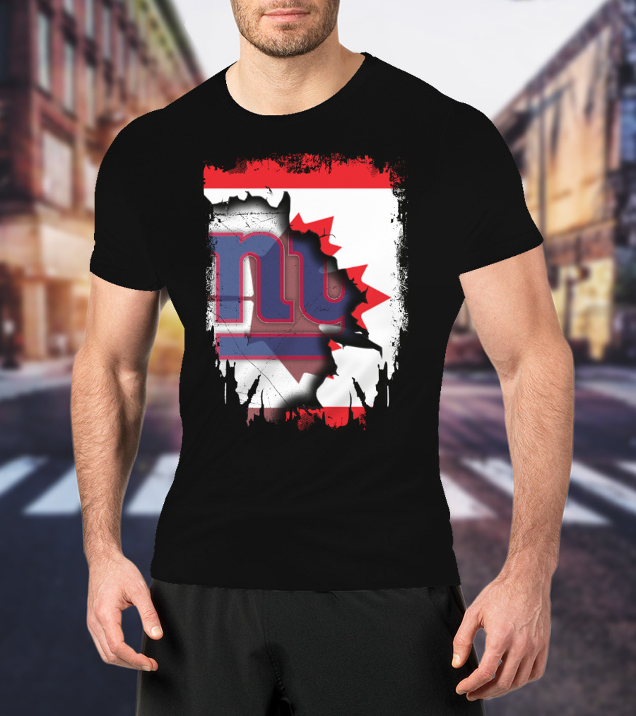 Together Canada With New York Giants Maple Leaf Emblem T-Shirt