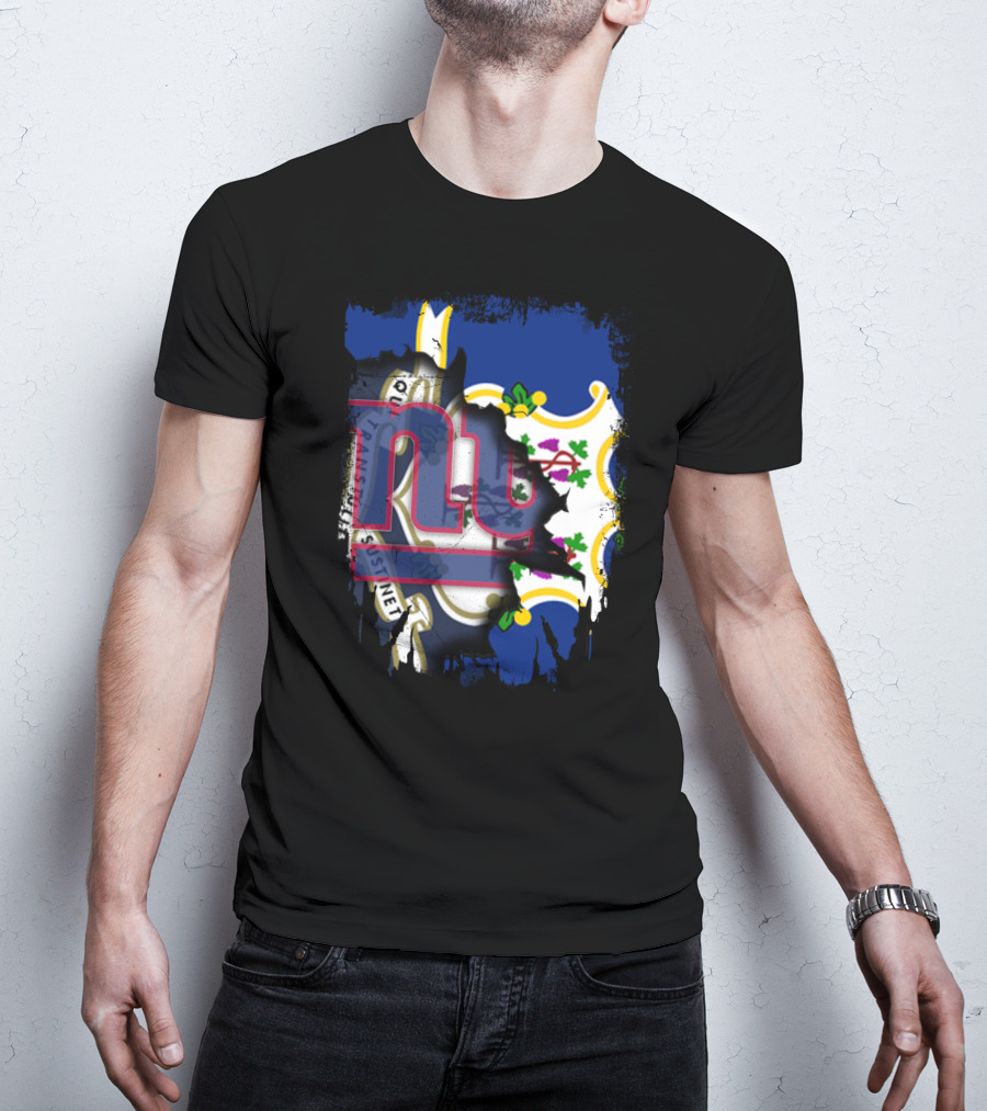 Together Connecticut With New York Giants Fan Emblem T-Shirt