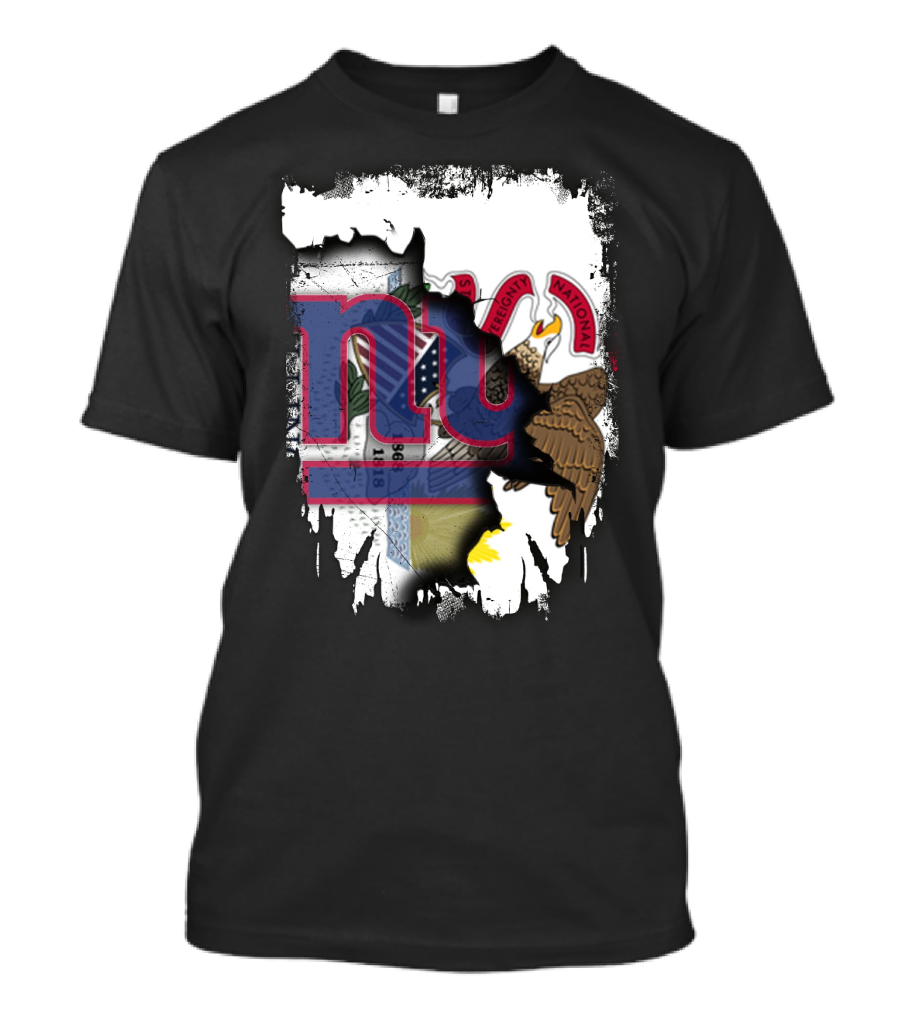 Together Illinois With New York Giants Flag And Illinois Seal Fusion T-Shirt