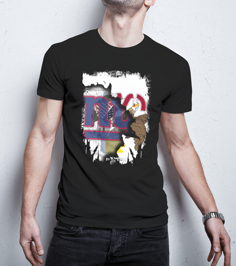 Together Illinois With New York Giants Flag And Illinois Seal Fusion T-Shirt