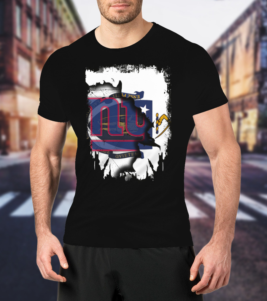 Together Massachusetts Meets Giants New York Team Flag Fusion T-Shirt