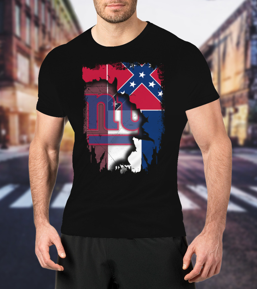 Mississippi Flag With New York Giants Logo Fusion T-Shirt