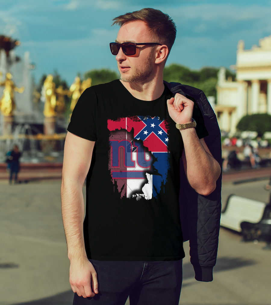 Mississippi Flag With New York Giants Logo Fusion T-Shirt