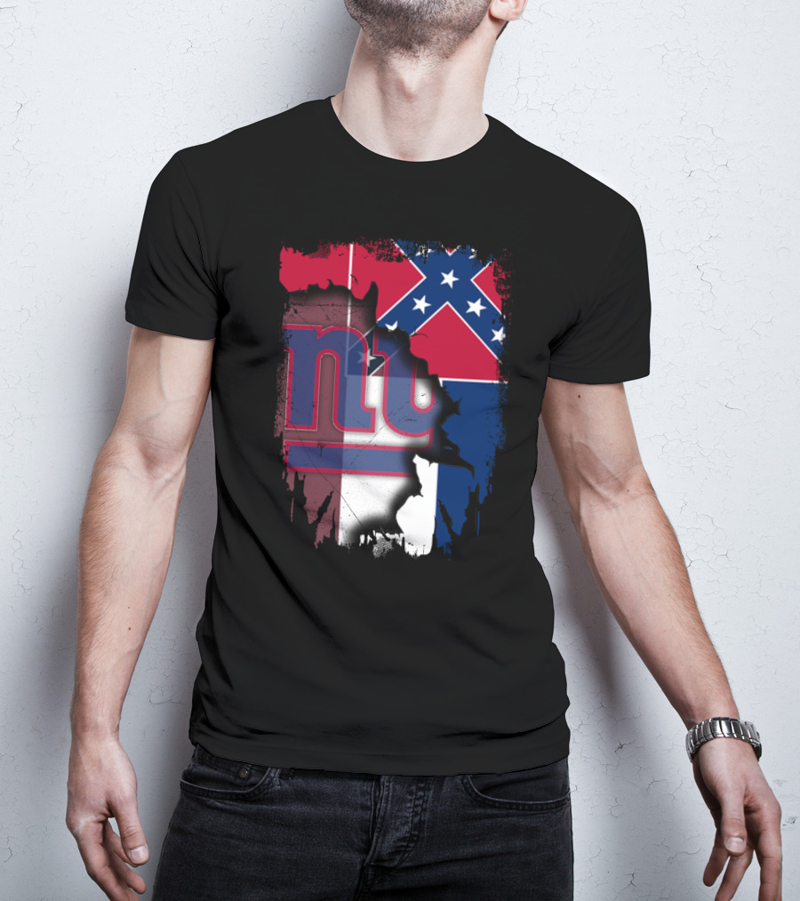 Mississippi Flag With New York Giants Logo Fusion T-Shirt