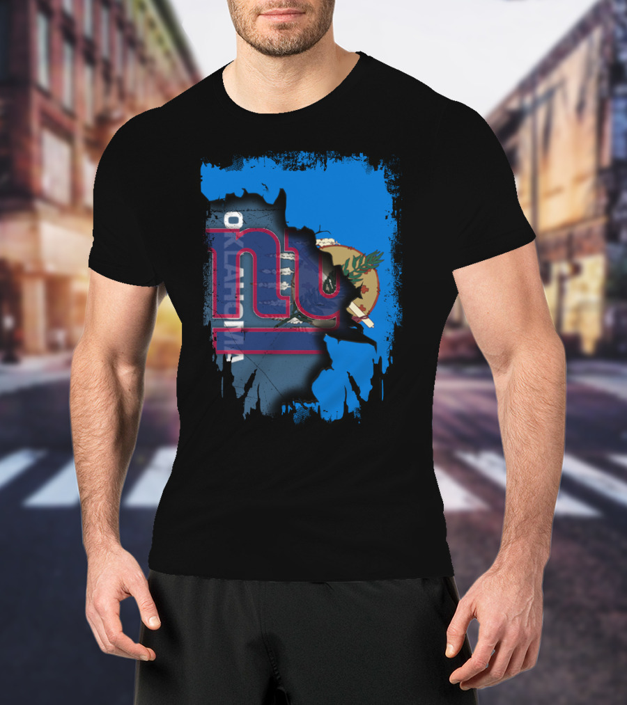 Oklahoma Together With Giants NY Football Flag Fusion T-Shirt