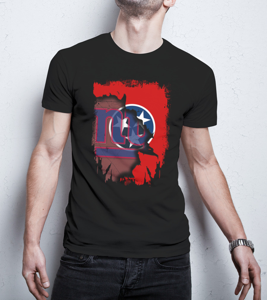 Tennessee Map With New York Giants Logo And State Flag Elements T-Shirt