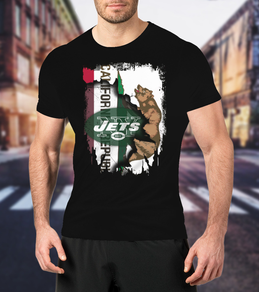 California Republic Bear With Jets Football T-Shirt