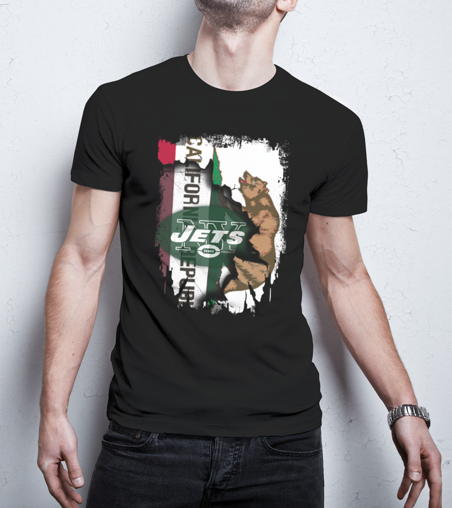 California Republic Bear With Jets Football T-Shirt