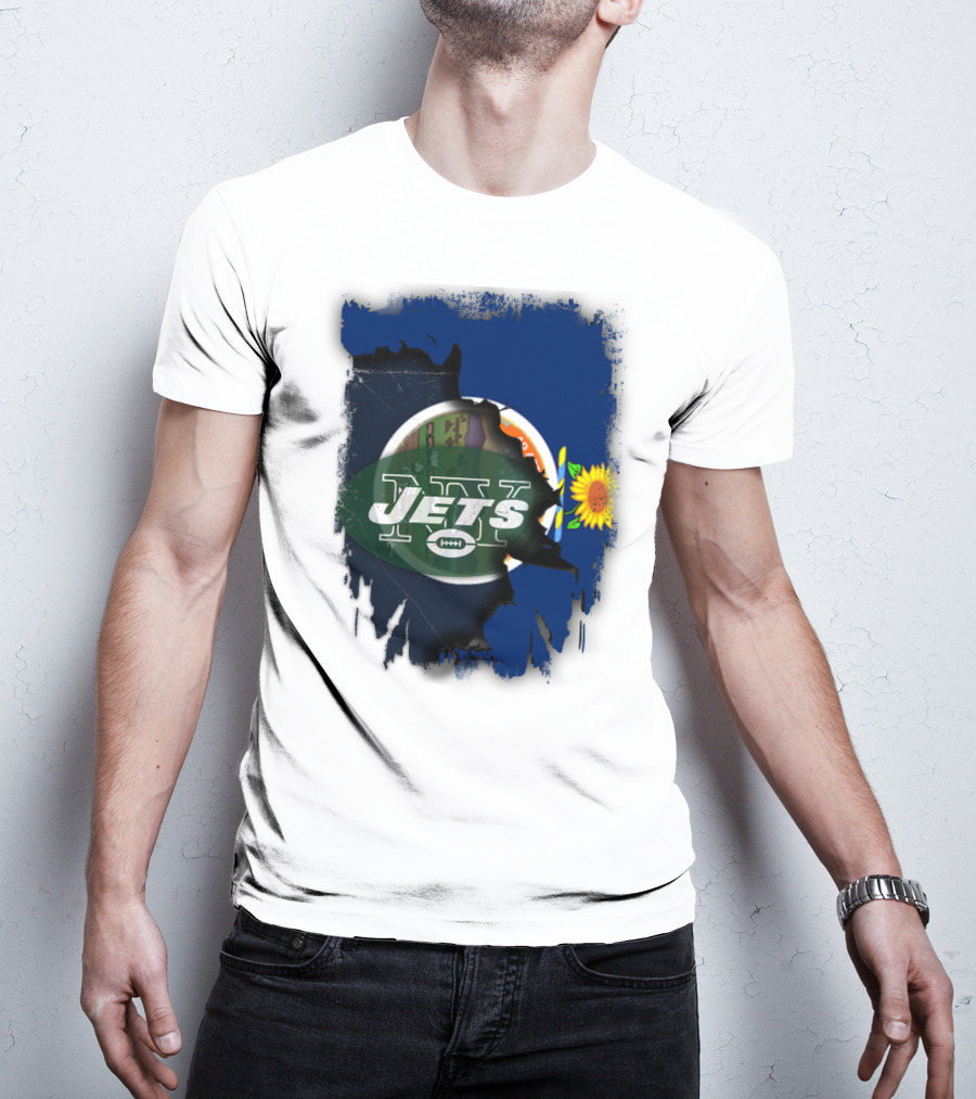 Kansas Pride With New York Jets Logo And Sunflower T-Shirt