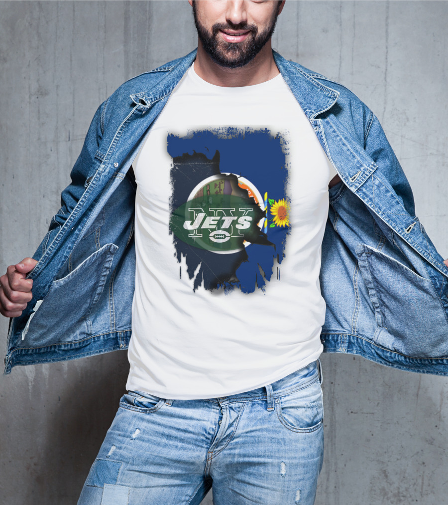 Kansas Pride With New York Jets Logo And Sunflower T-Shirt