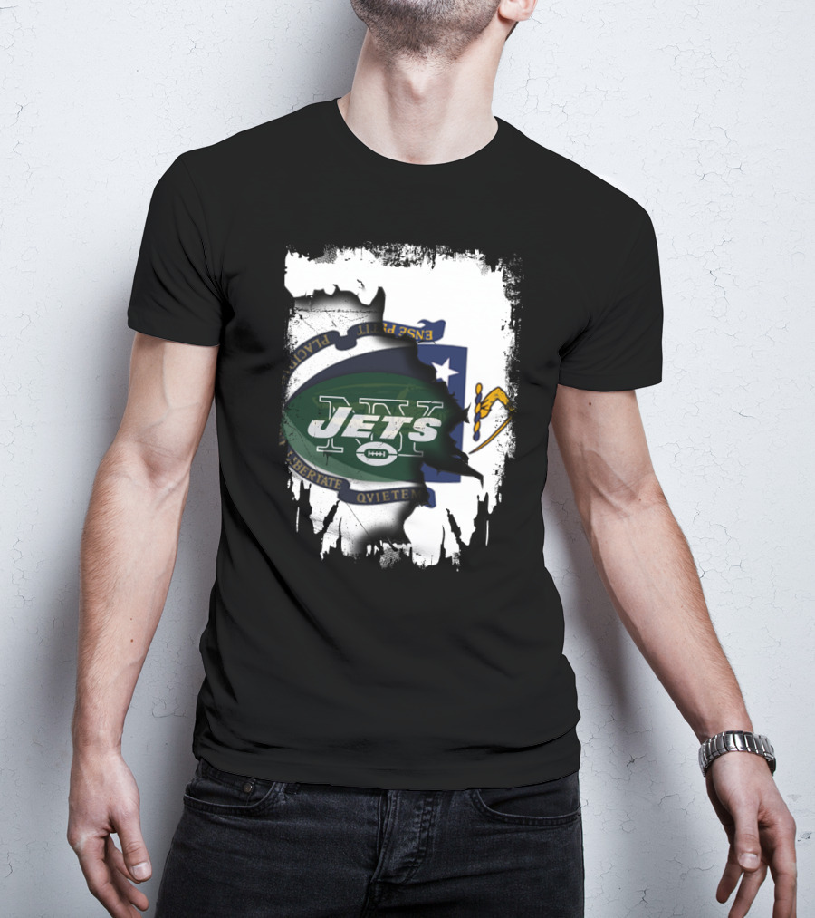 Massachusetts Emblem Combined With Jets T-Shirt