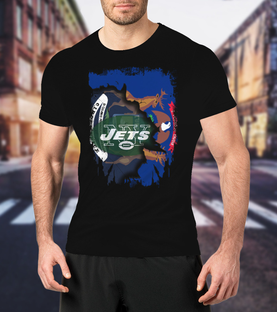 Michigan Together With Jets NFL Collaboration T-Shirt