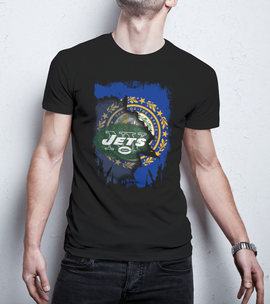New Hampshire State Seal And Jets Football T-Shirt