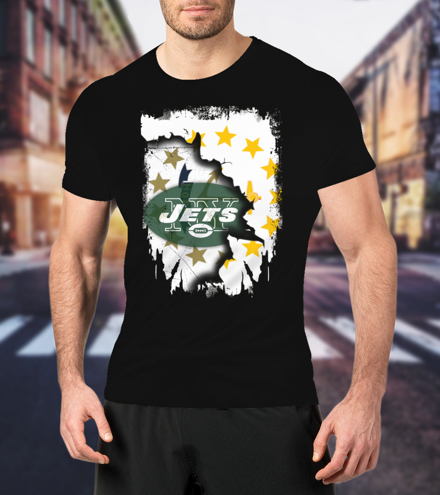 Rhode Island Map With Stars And Jets T-Shirt