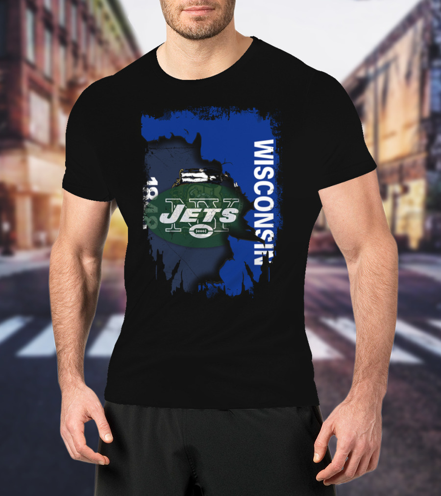Wisconsin 1848 New York Jets Football Collaboration T-Shirt