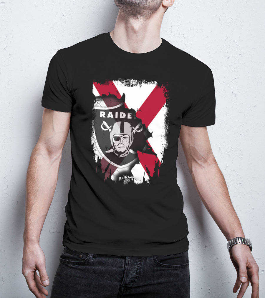 Raiders Logo With Alabama Flag Background T-Shirt