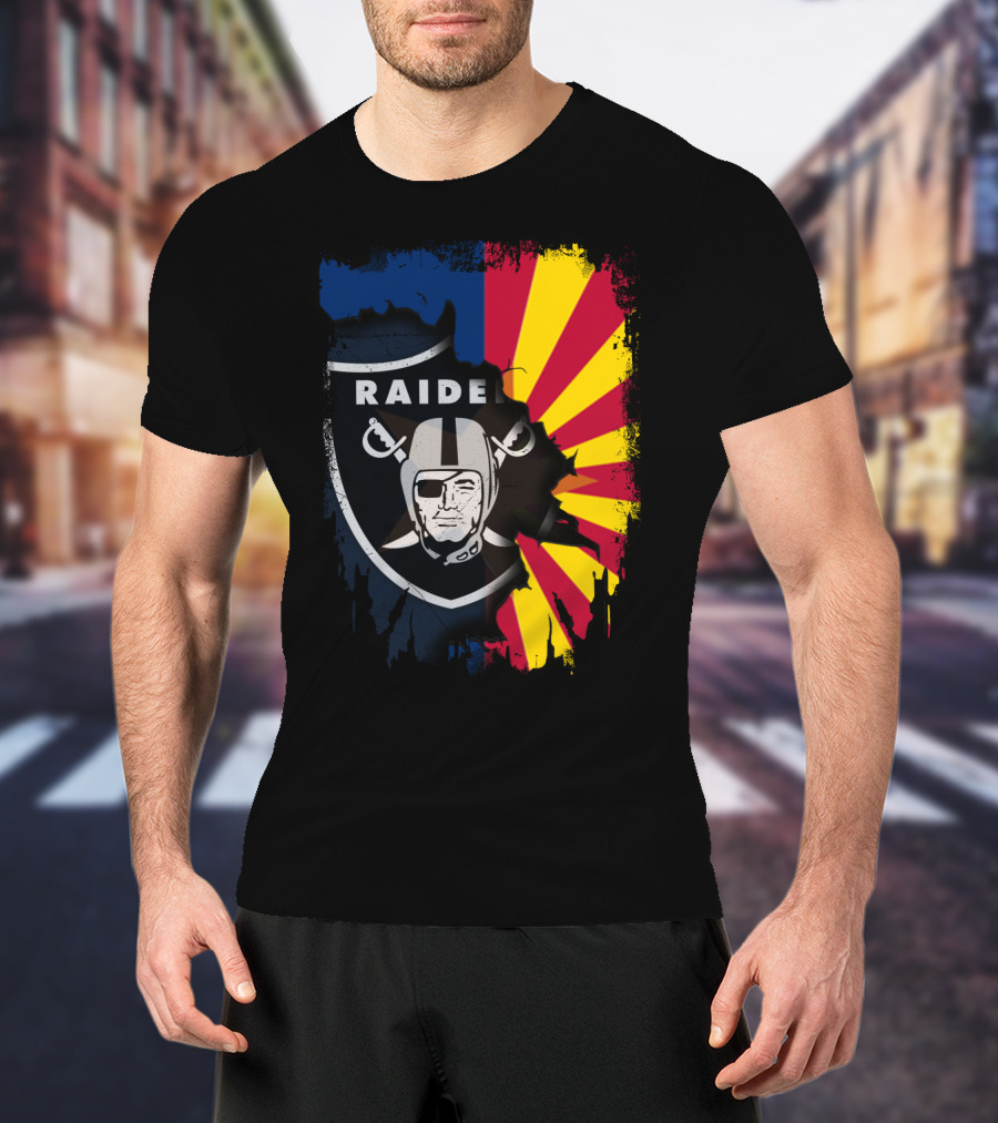 Arizona Flag With Raiders Logo Fusion T-Shirt