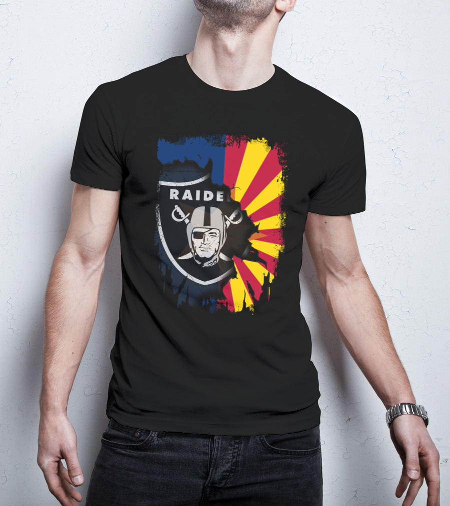 Arizona Flag With Raiders Logo Fusion T-Shirt