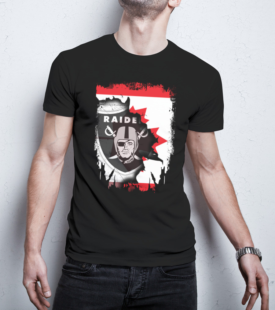 Together Canada With Raiders Iconic Emblem Maple Leaf Integration T-Shirt