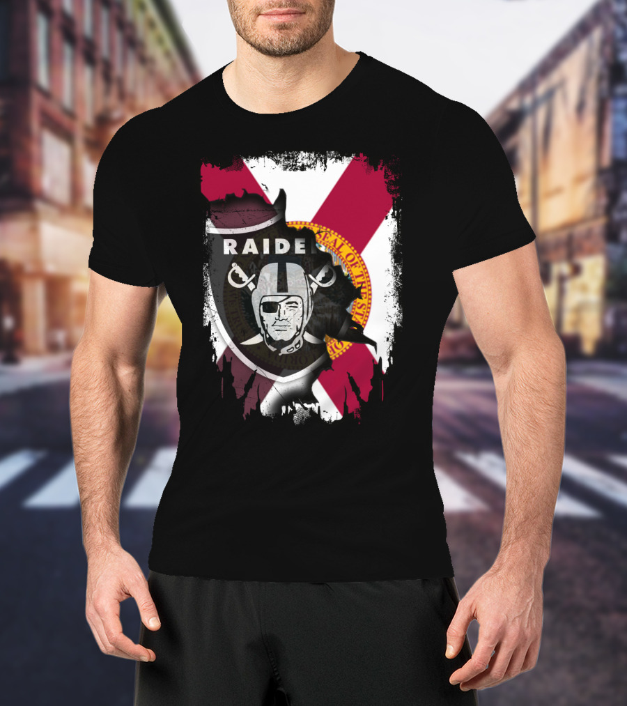 Florida Raiders United With State Seal And Bold X Flag T-Shirt