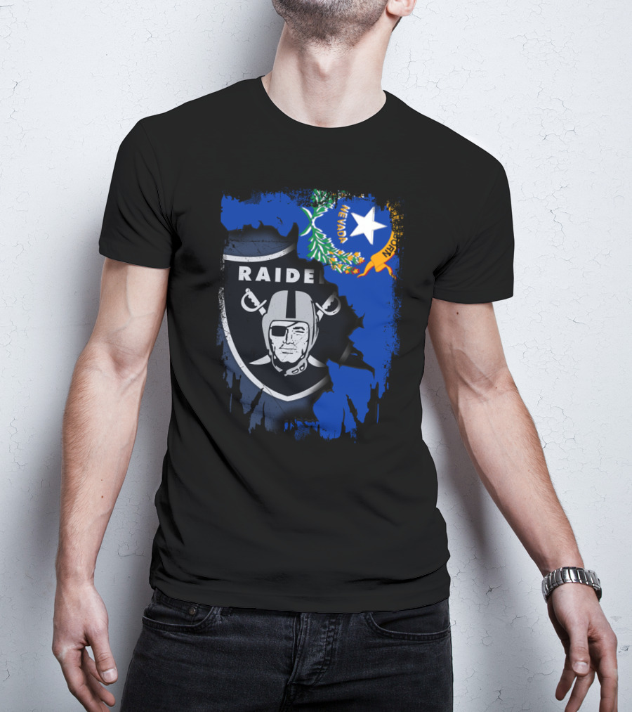 Nevada Raiders United With State Flag Emblem T-Shirt