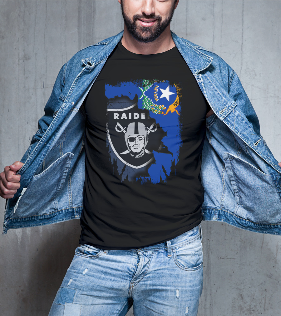 Nevada Raiders United With State Flag Emblem T-Shirt
